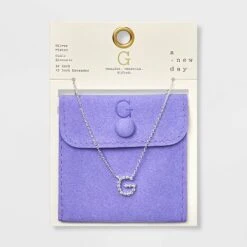 Silver Plated Cubic Zirconia Initial Pendant Necklace - A New Day™ Silver -A New Day Shop GUEST efd8961d 02c9 4644 a7c5 a4a339bbeb71