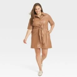 Women's Short Sleeve Faux Leather Shirtdress - A New Day™ -A New Day Shop GUEST f01809c4 6af7 4d5e bddd 40188ea58aba