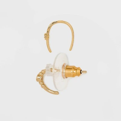 14K Gold Plated Beaded Hoop Cubic Zirconia Earring Set 2pc - A New Day™ 1 14K Gold Plated Beaded Hoop Cubic Zirconia Earring Set 2pc - A New Day™