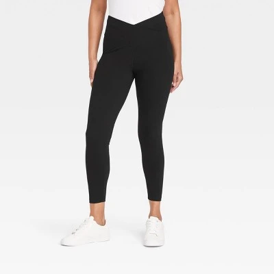 Women's Crossover V-Waistband Leggings - A New Day™ Black 2 Women's Crossover V-Waistband Leggings - A New Day™ Black - Image 2