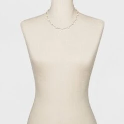 Short Faux Pearl Chain Necklace - A New Day™ Silver