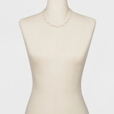 Short Faux Pearl Chain Necklace - A New Day™ Silver 1 Short Faux Pearl Chain Necklace - A New Day™ Silver
